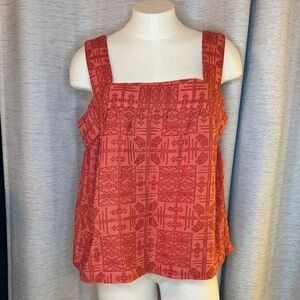 Anthropologie Rust colored Geometric Cotton Blouse